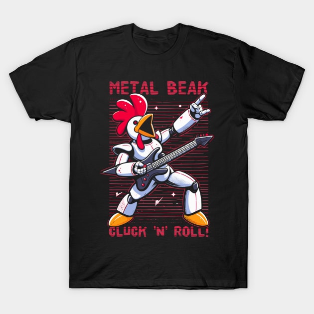 Metal Beak Cluck 'n' Roll! T-Shirt by Lima's